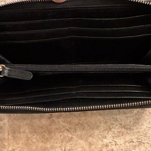 Michael Kors Studded Black Leather Zip Around Wallet 8x4x1 - Picture 7 of 8